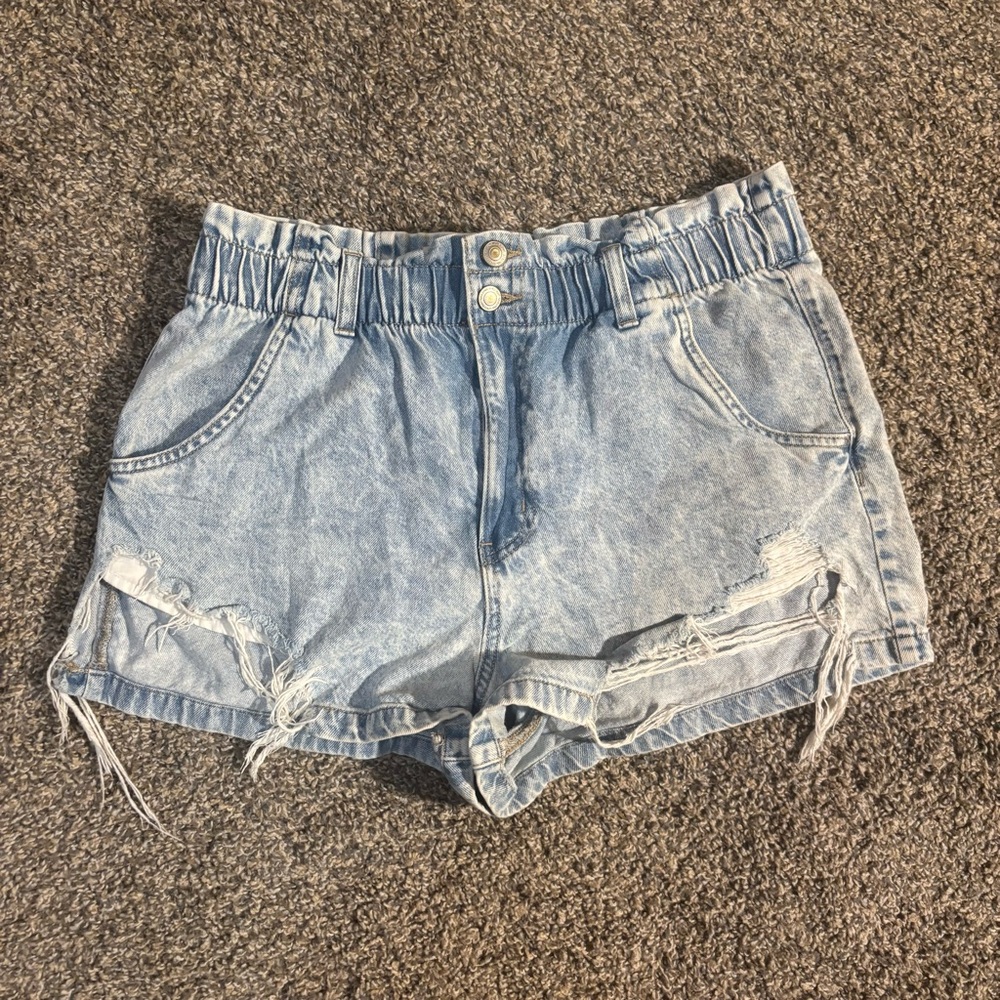 S.O Mom Denim Blue Women's Shorts With Adjustable Waistband
